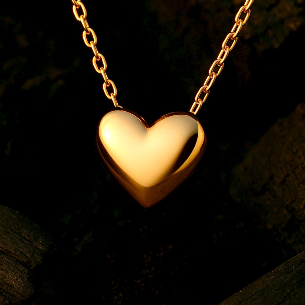 Gold Heart Locket Pendant Necklace: Gold-Plated in Pure 925 Silver