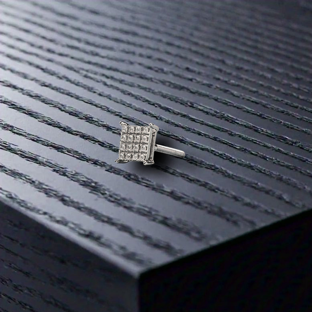 Moissanite Diamond Studded Earring Stud For Men in 925 Sterling