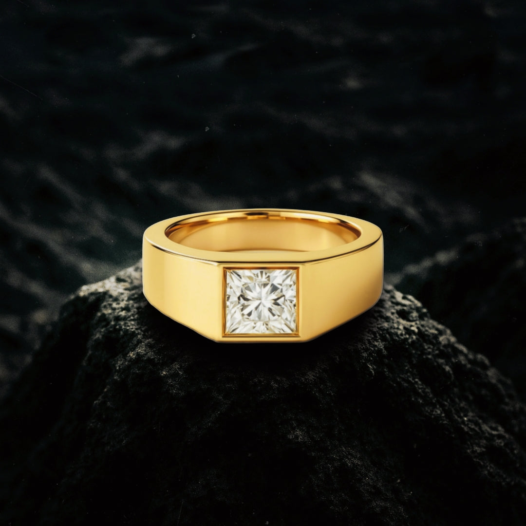 Mens Diamond Engagement Rings Premium 14 Karat Gold Moissanite