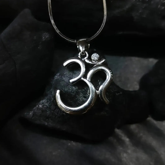 Om Pendant with Chain Necklace - 925 Sterling Silver