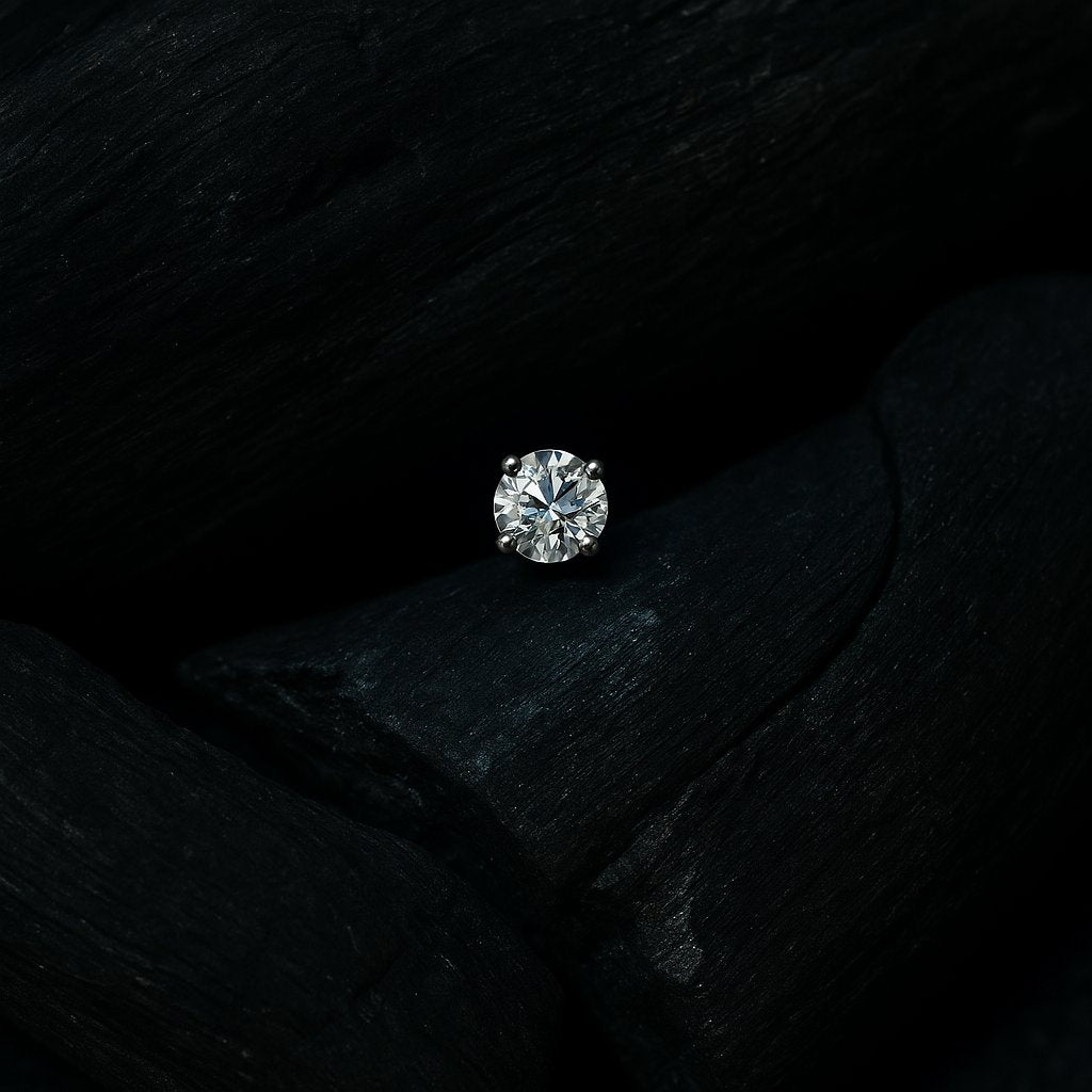 3 mm moissanite diamond silver stud