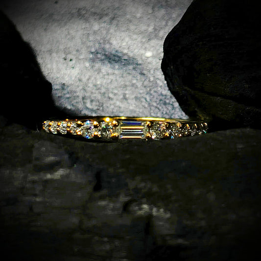 Baguette cut gold diamond ring 