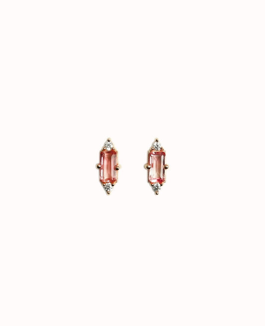 Baguette cut pink earrings
