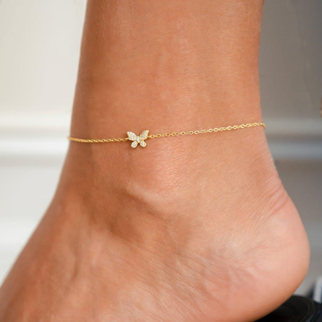 Butterfly Anklet diamond chain for women 