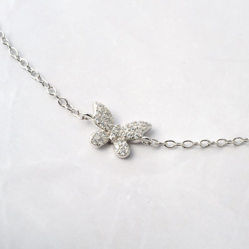 Butterfly Anklet silver diamond chain