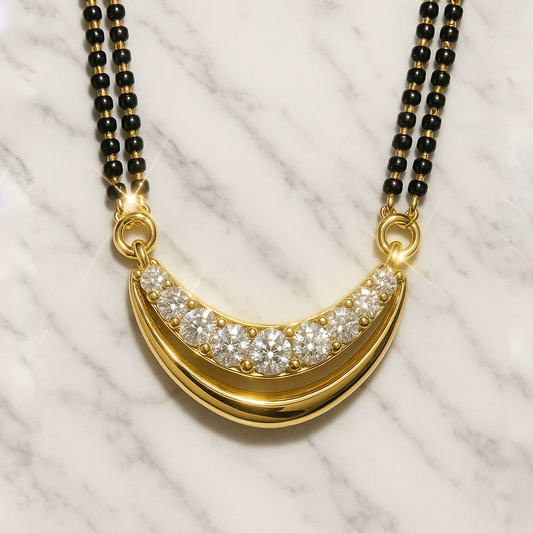 Crescent Halo Mangalsutra Gold Plated