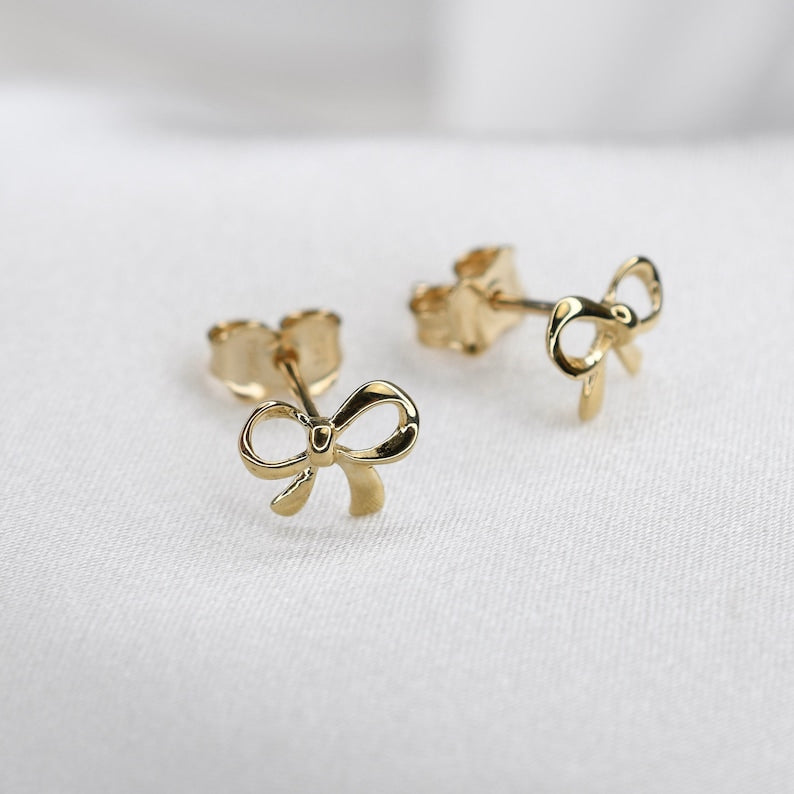 Cute bow earrings gold 