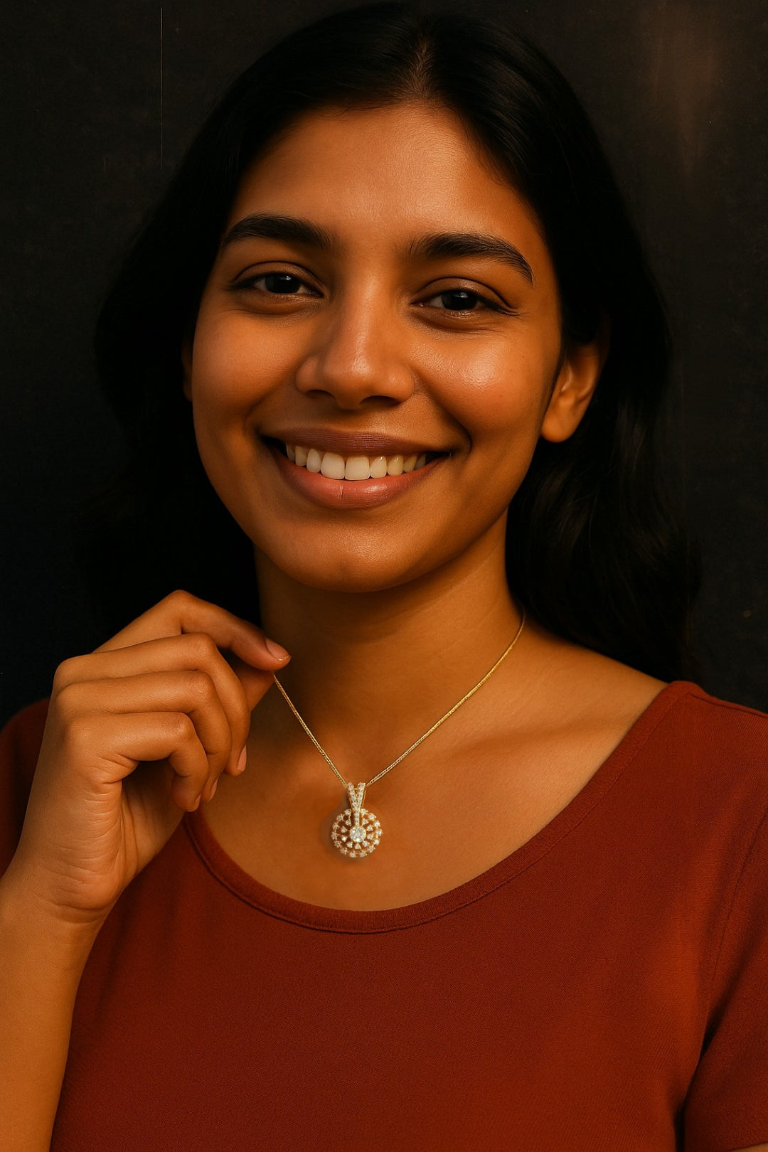 Designer Locket Gold-Plated 925 Sterling Silver diamond Pendant Necklace with Chain