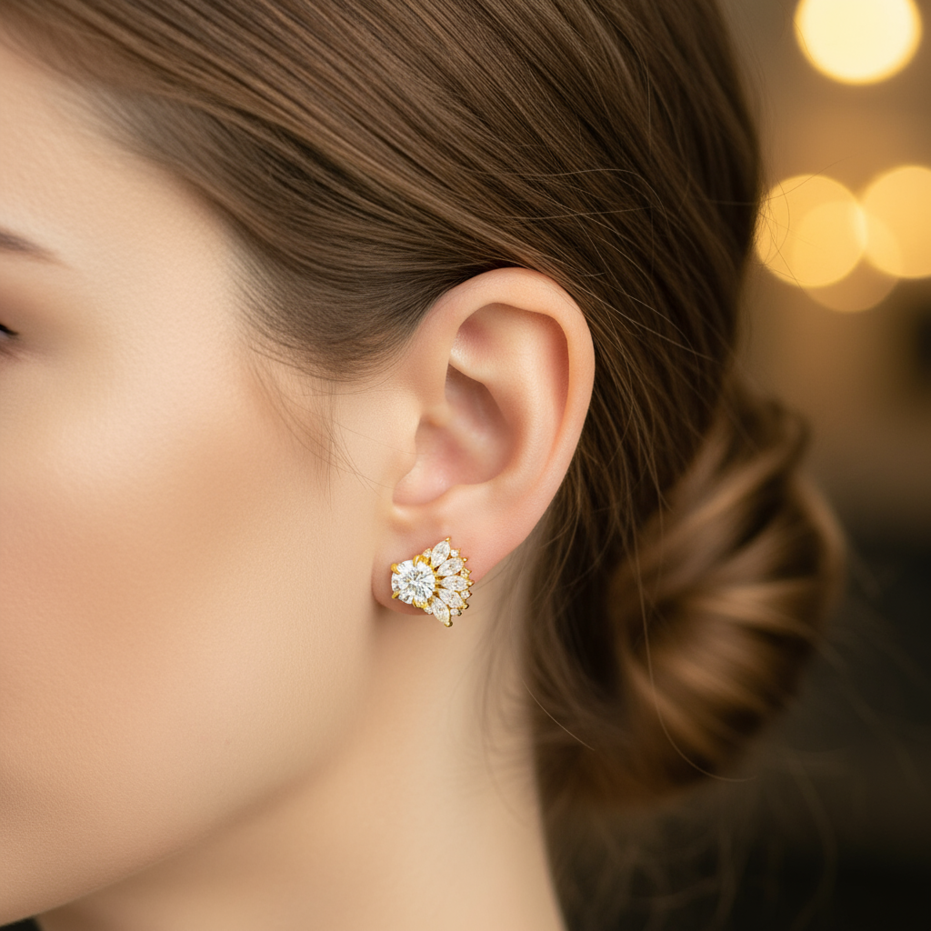 Diamond earrings for women luxury premium studs