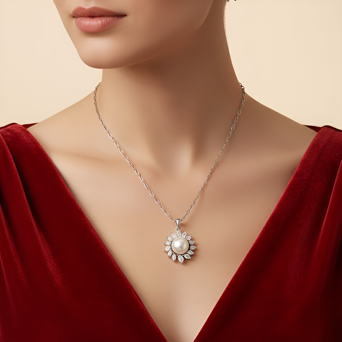 Diamond necklace pendant for women earrings set