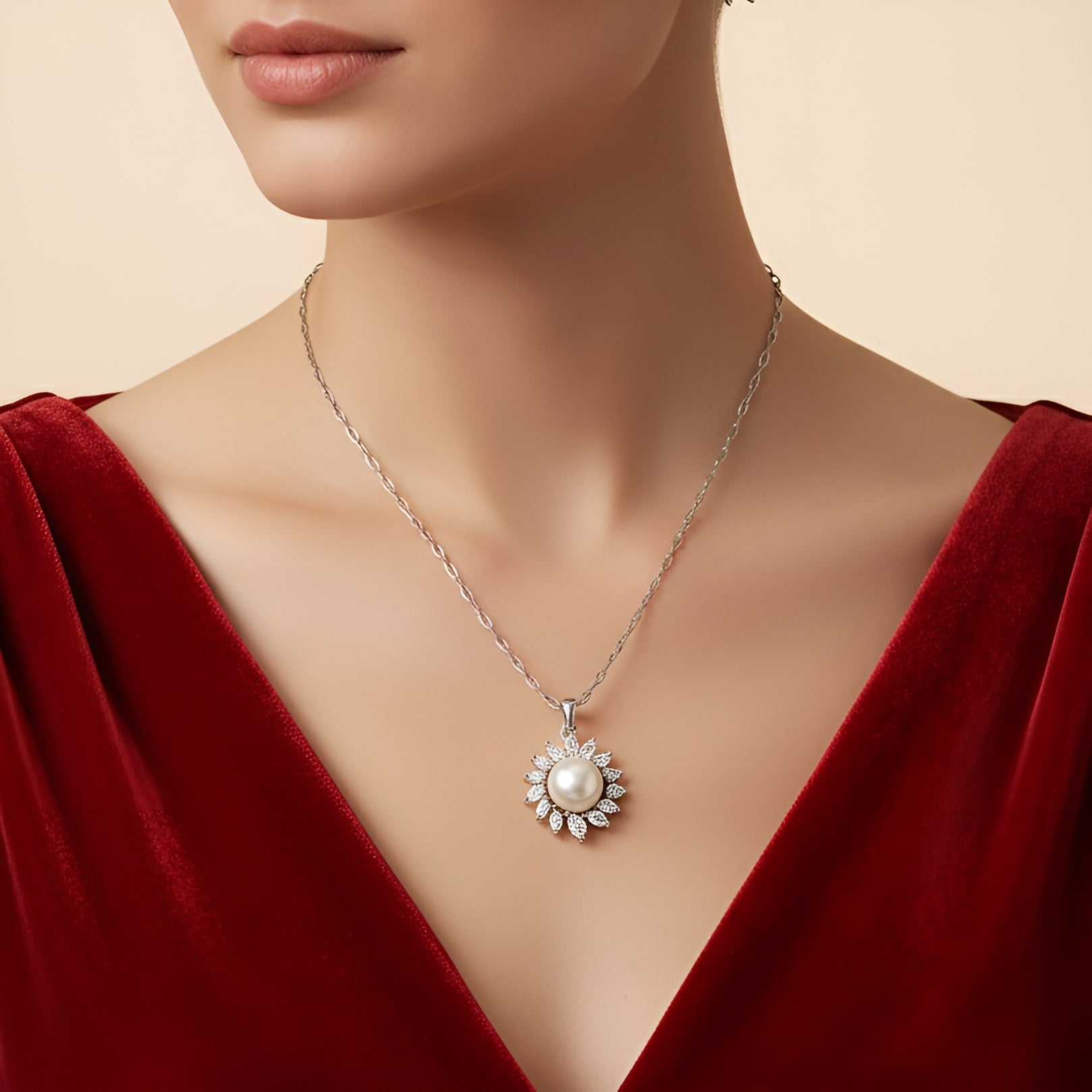 Diamond necklace pendant for women earrings set