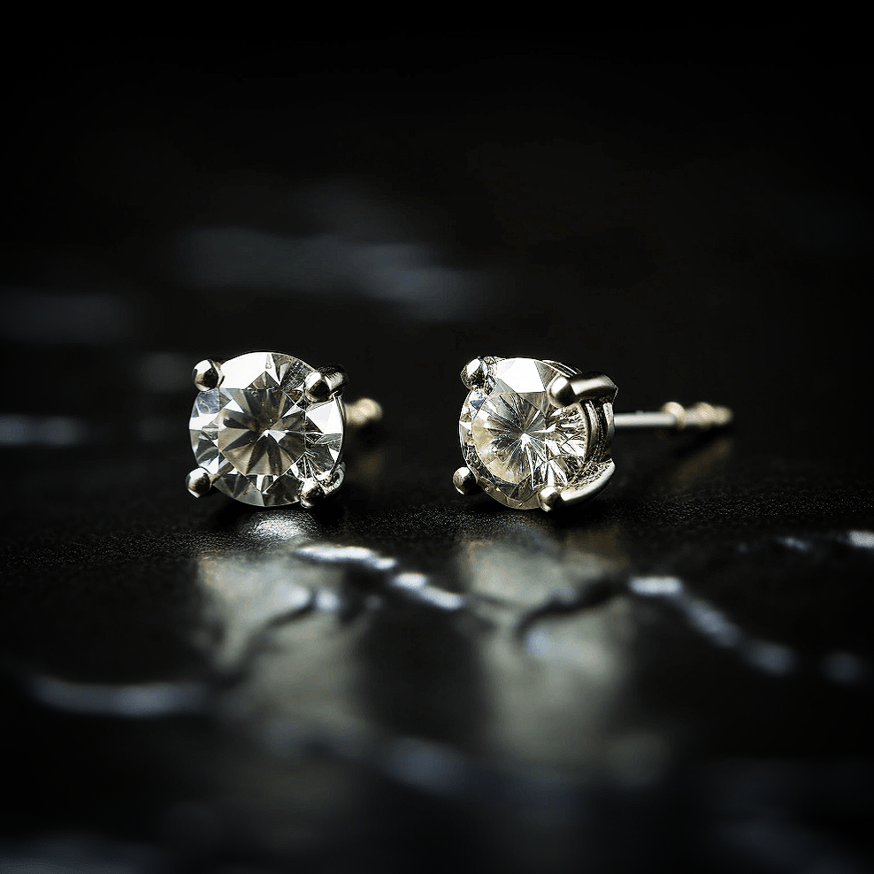 Diamond Moissanite 3 mm Lifetime Studs Earrings side angle