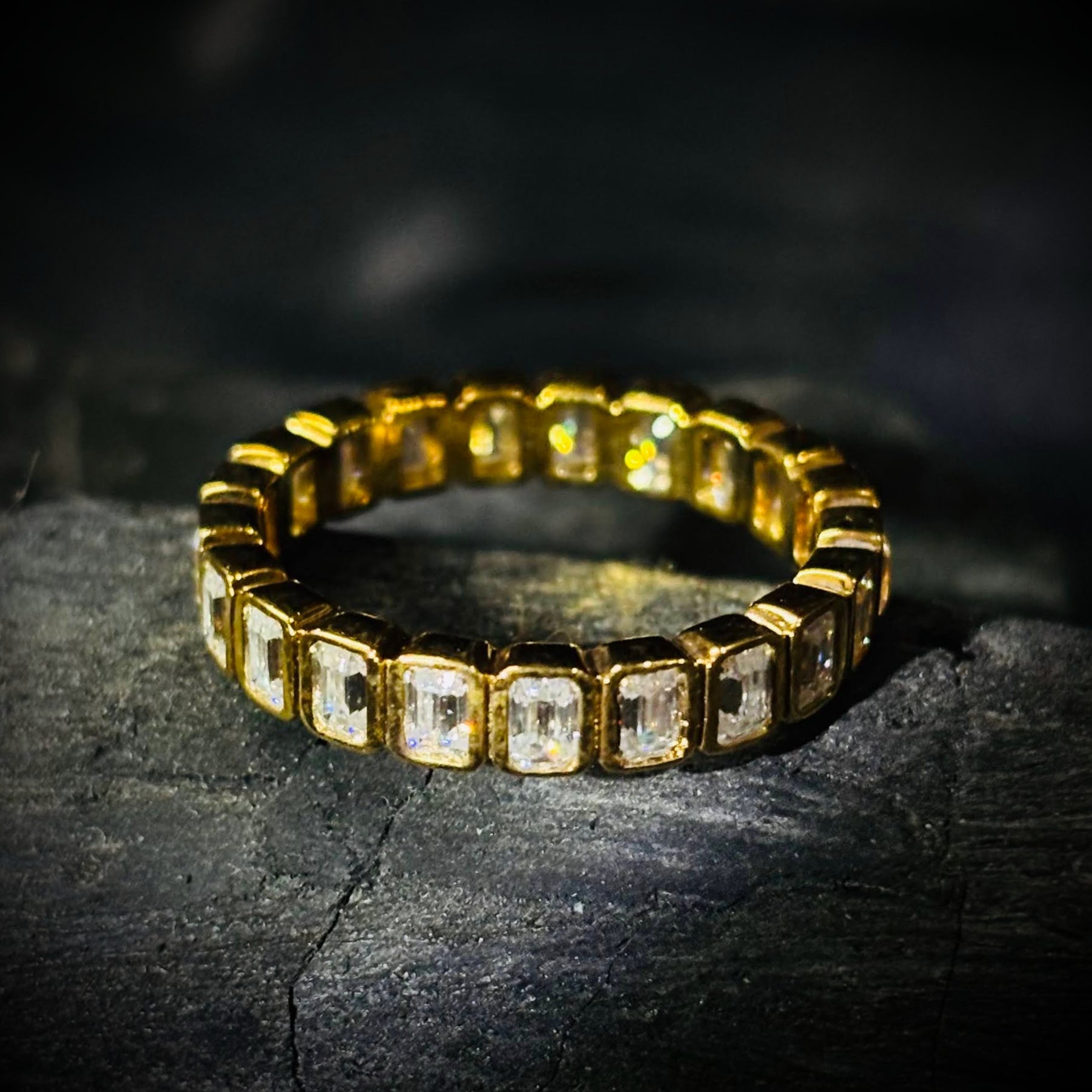 Emarald cut band ring