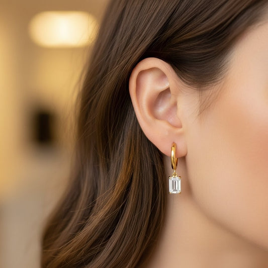 Emerald_white diamond Earrings