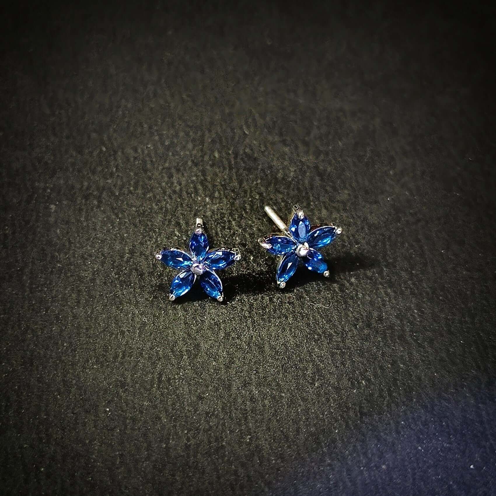 Enchanted Azure Ocean Blue Blossom Earrings