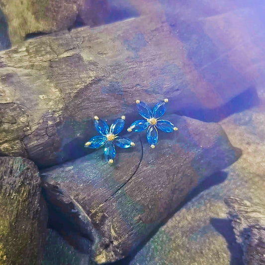Enchanted Azure Ocean Blue Blossom Earrings front shot