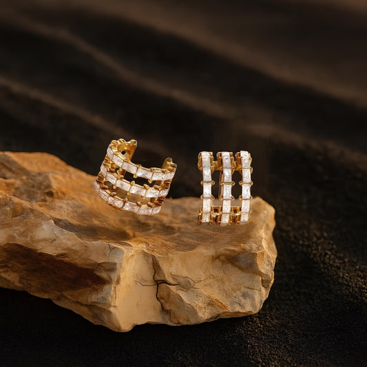 Gold-Tone Cubic Zirconia Statement Earrings