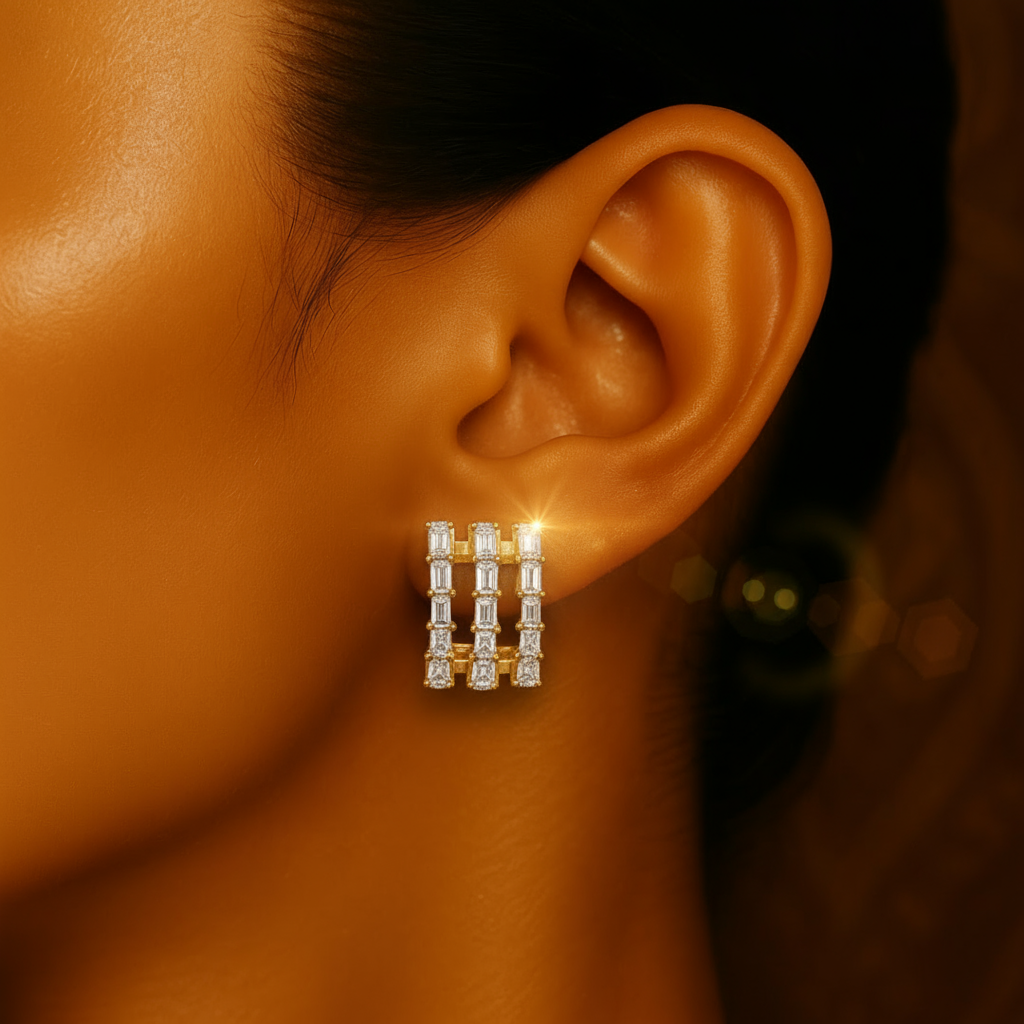 Gold-Tone Cubic Zirconia Statement Earrings for women 