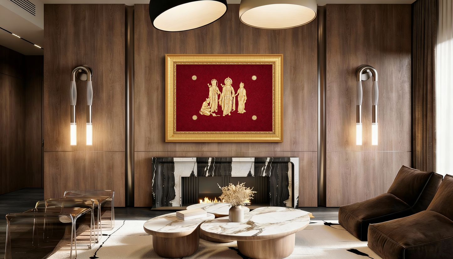 Ram Darbar Gold Foil Painting Wall Art Pure 24 Karat Gold