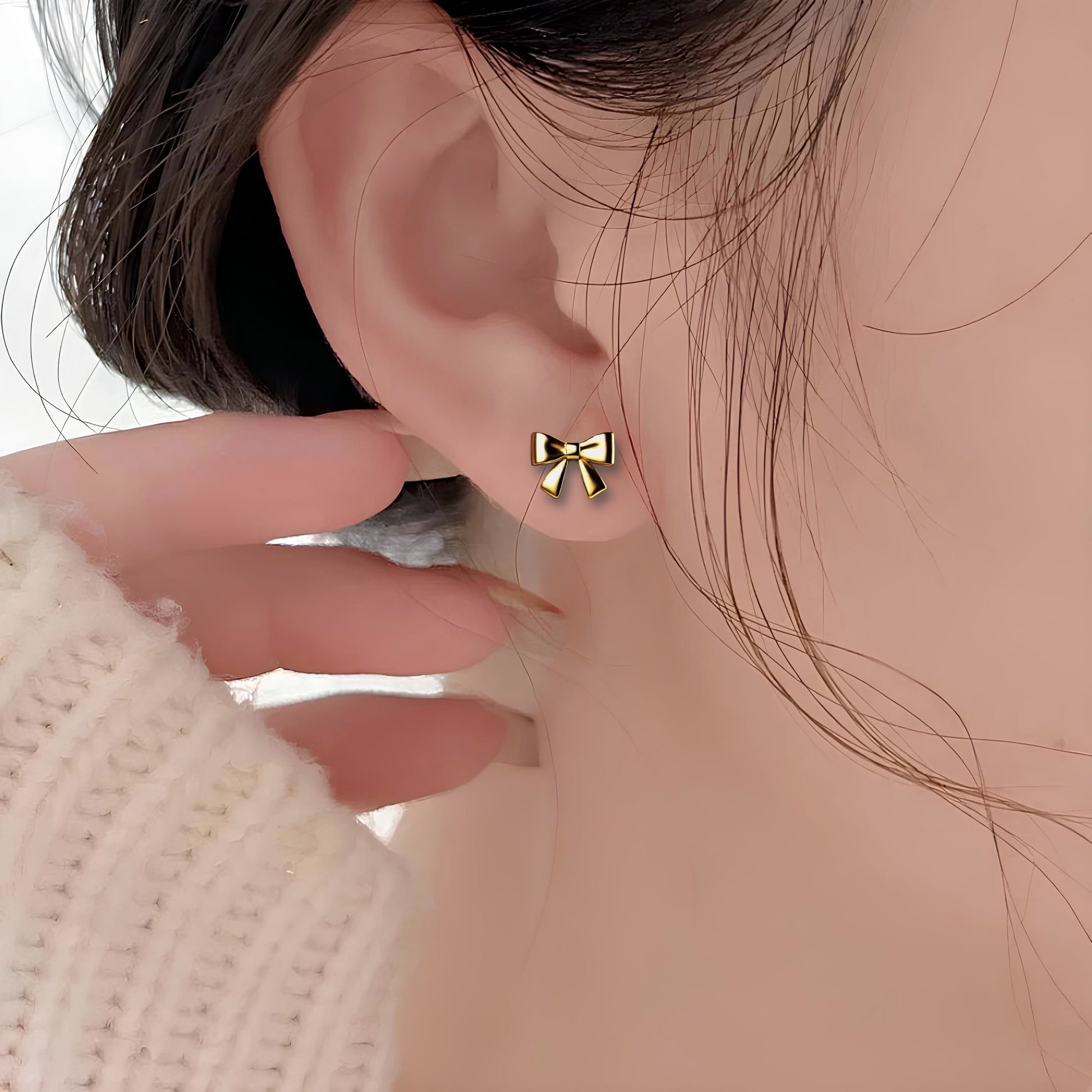 Gold Bow earrings for women 