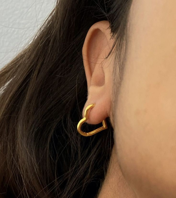 Gold Heart hoops earrings for women 