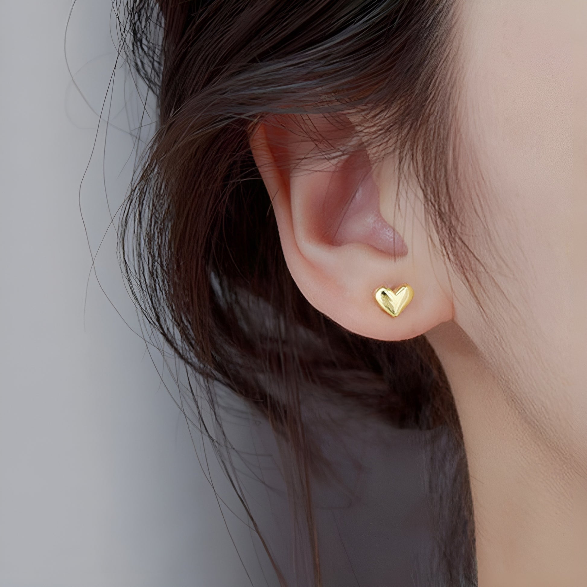 Heart Gold Earrings Heart Shaped Gold-Plated Stud Earrings