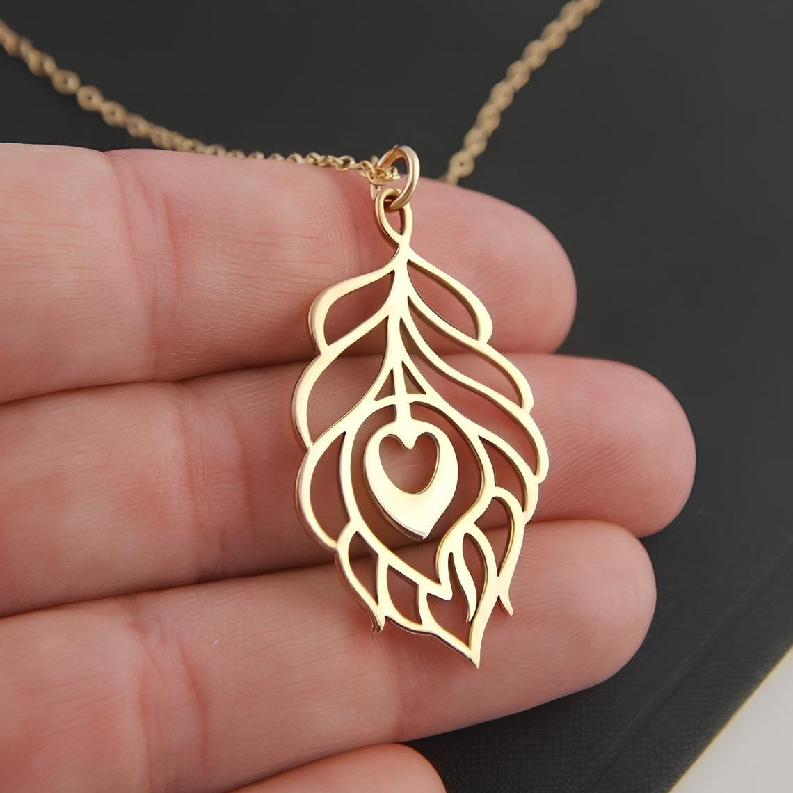 Gold mor pankh Necklace locket pendant 