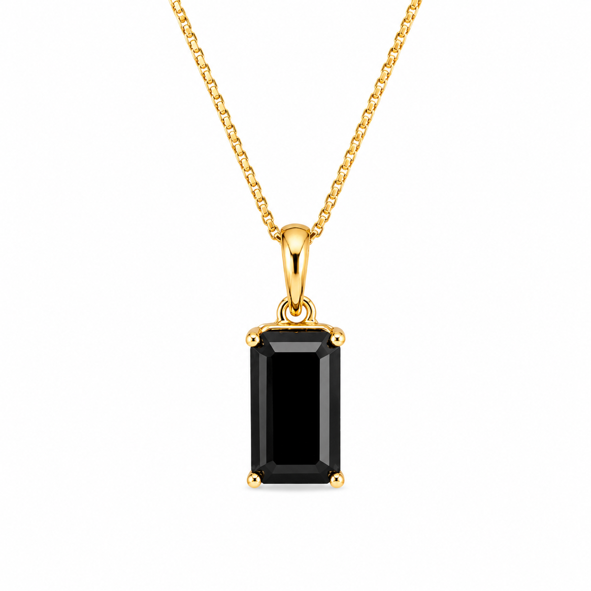 Gold necklace with a black gemstone pendant with chain 