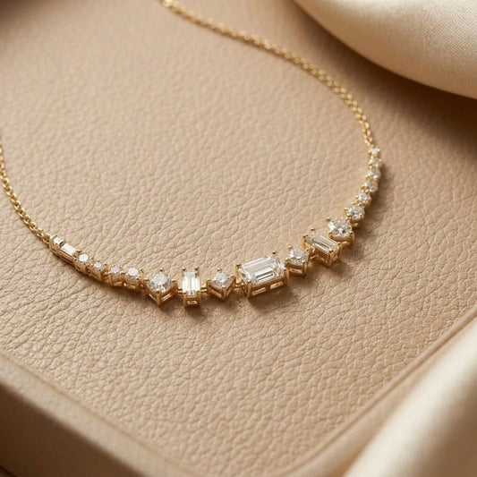 Gold necklace with diamonds for women 