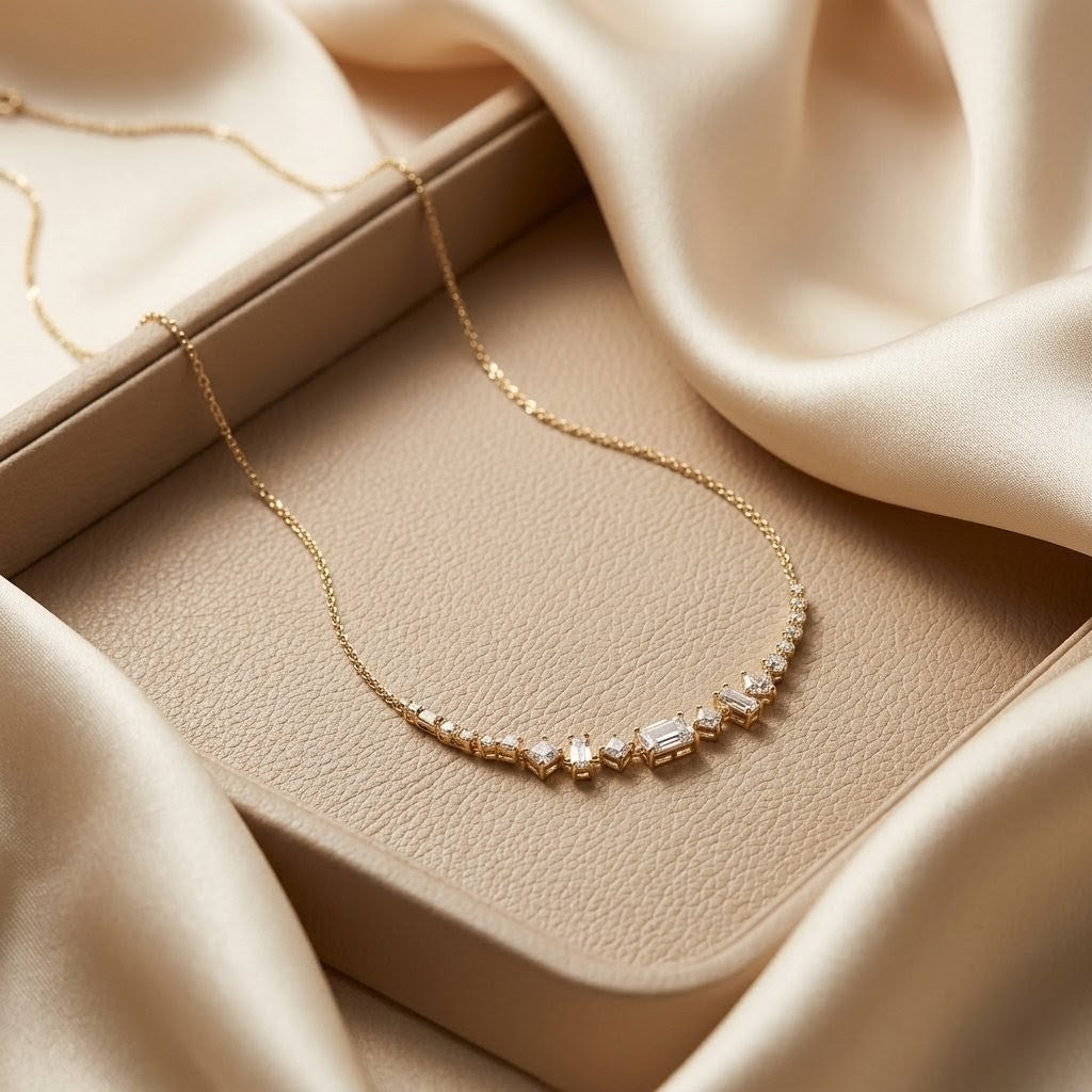Gold necklace with diamonds luxury statement 