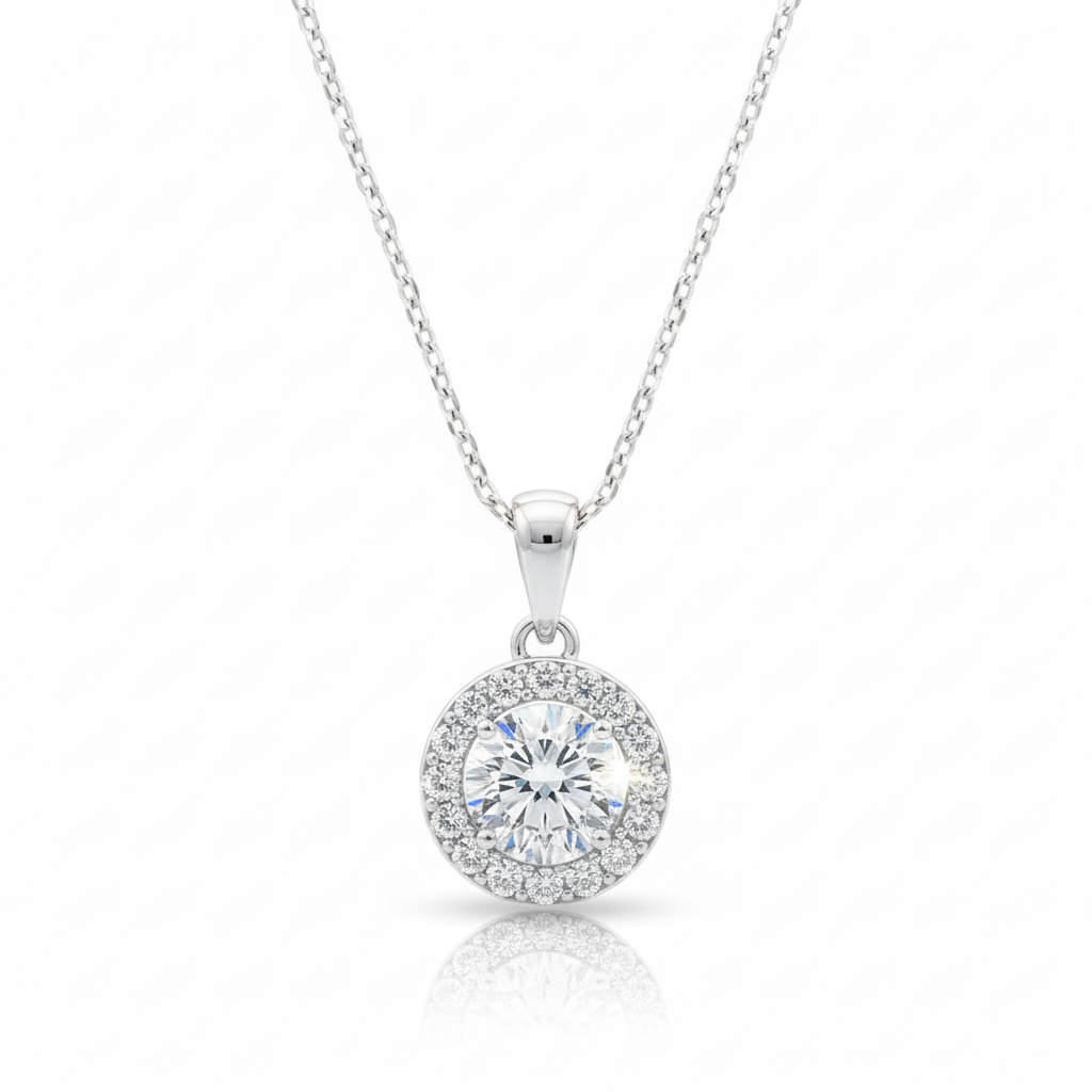 Halo luxury premium diamond pendant necklace jewellery 