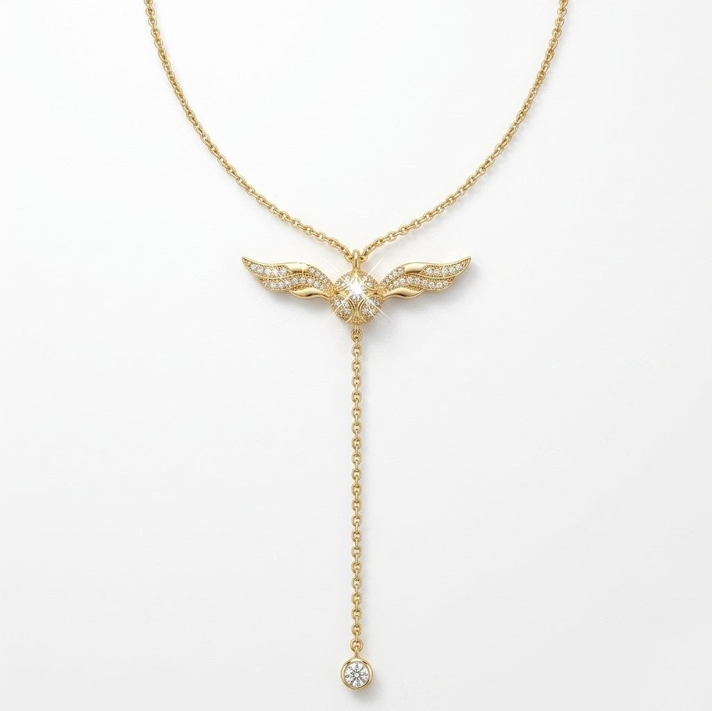Harry Potter the golden snitch Gold necklace with a ball wings pendant