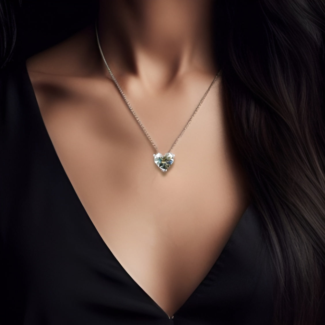 Heart Moissanite Diamond pendant Necklace chain