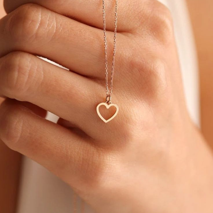 Heart gold pendant necklace chain 