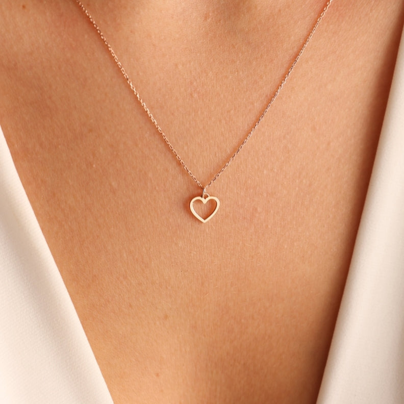 Heart gold plated pendant necklace chain 