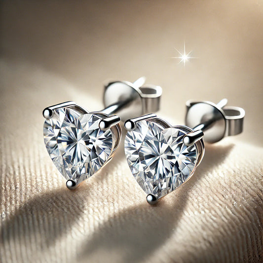 Heart moissanite diamonds earrings