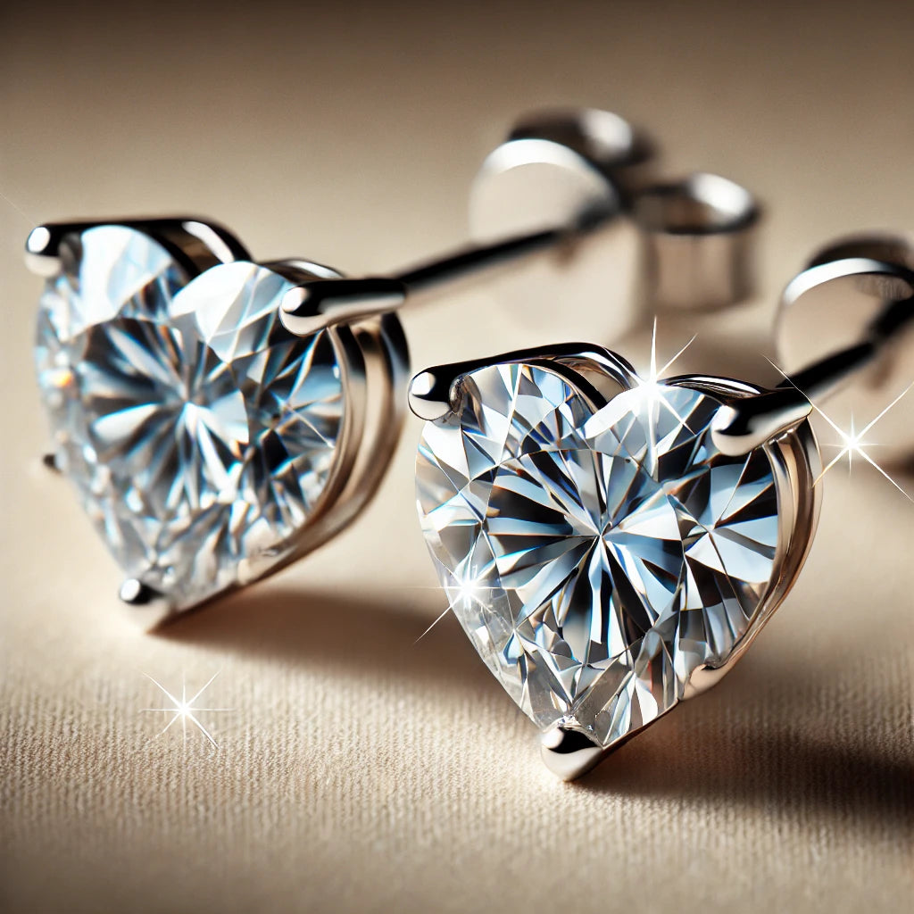 Heart moissanite diamonds earrings studs