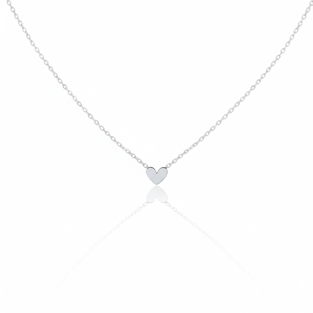 Heart shape dainty silver necklace pendant for women 