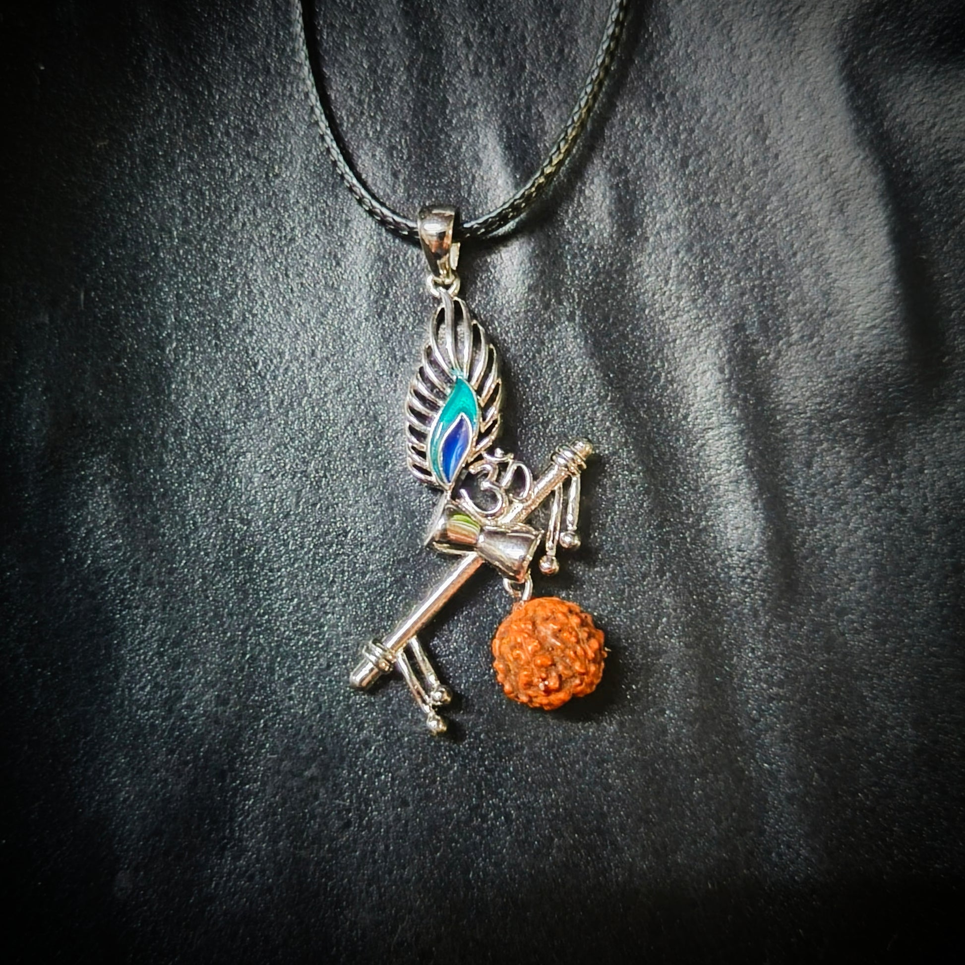 Krishna silver necklace black thread