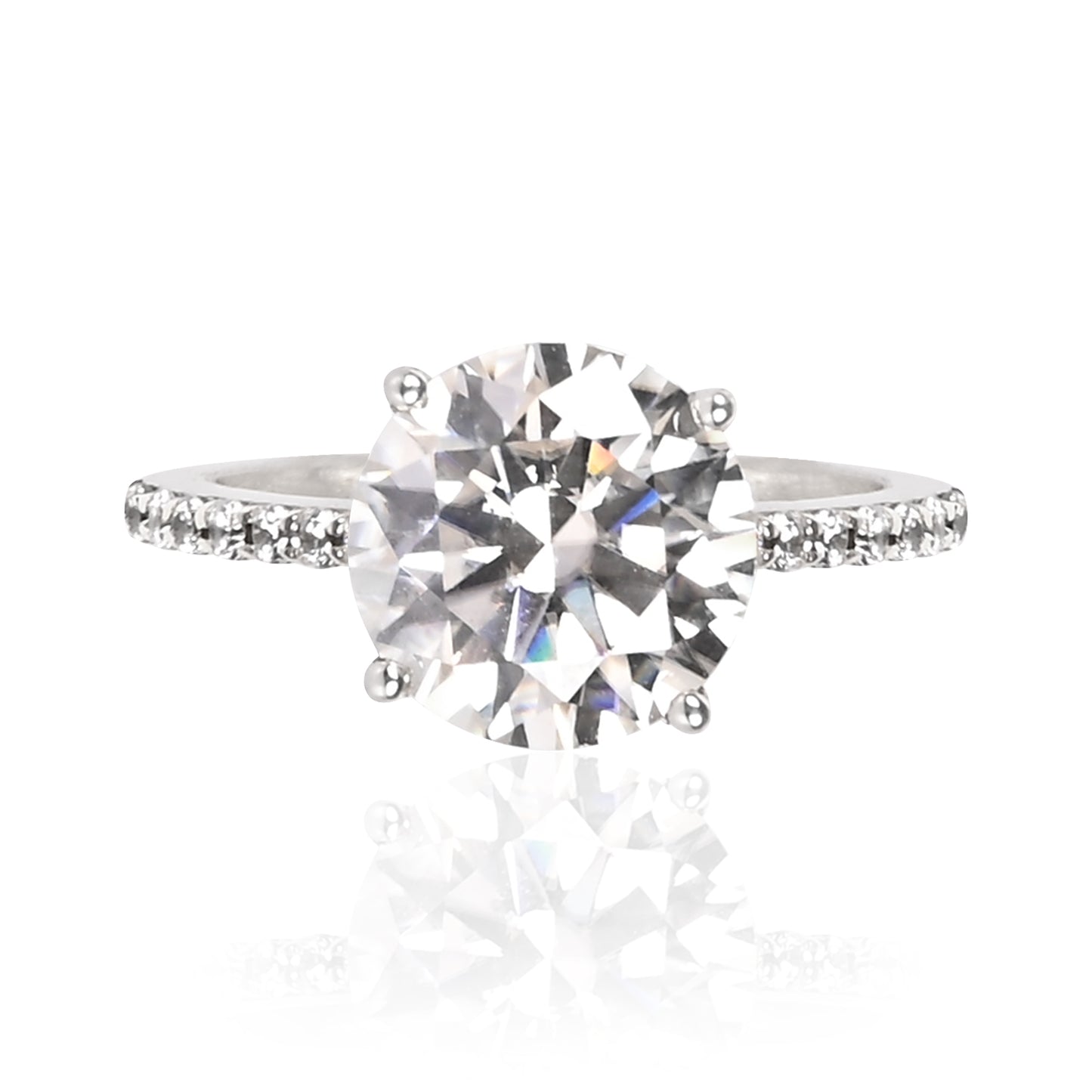 Lab Created Moissanite Diamond Silver Ring white