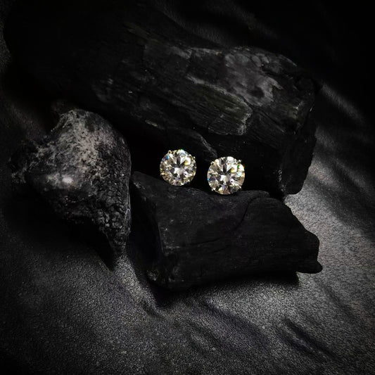 Lab Grown Moissanite Diamond Sterling Silver Earrings Studs front shot