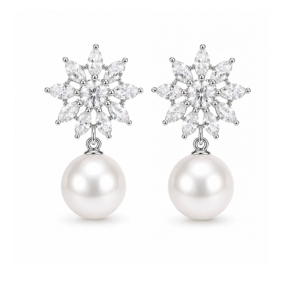 Marquise-cut pearl earrings 