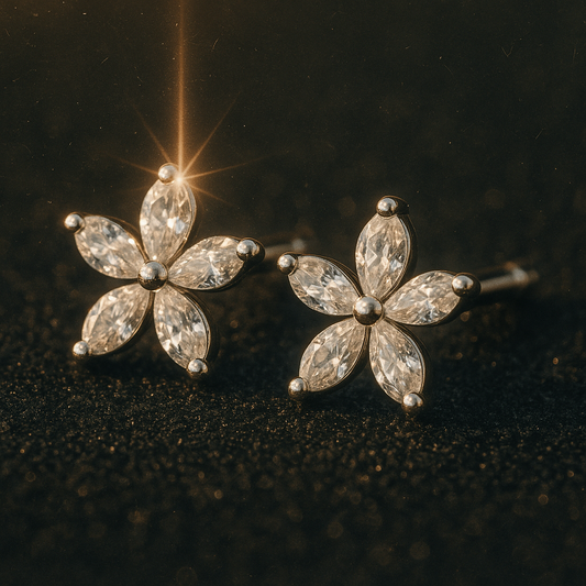 Marquise diamond flower Earrings 