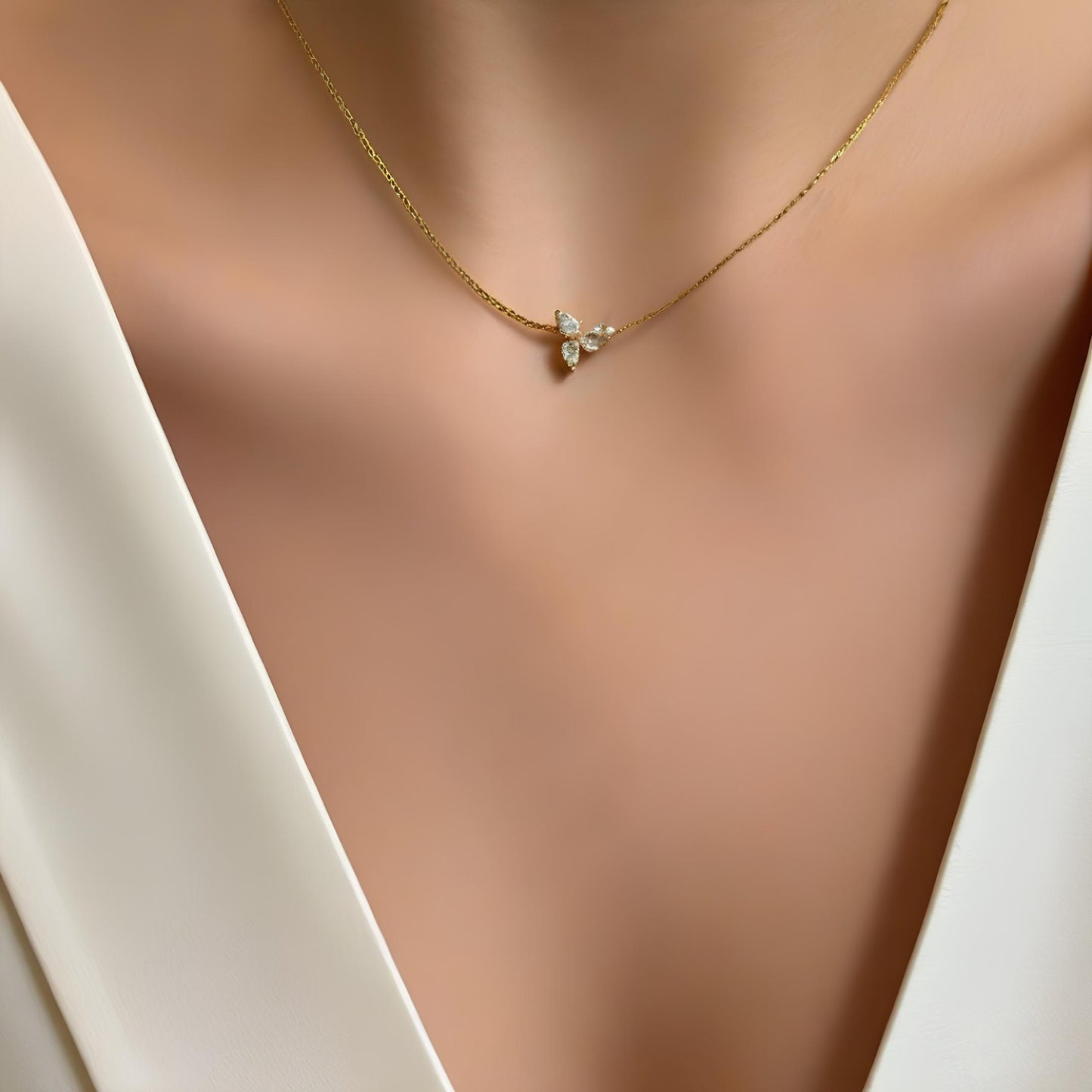 Marquise diamond locket necklace dainty