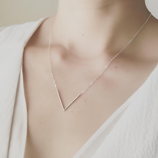 Minimalist Silver V Necklace