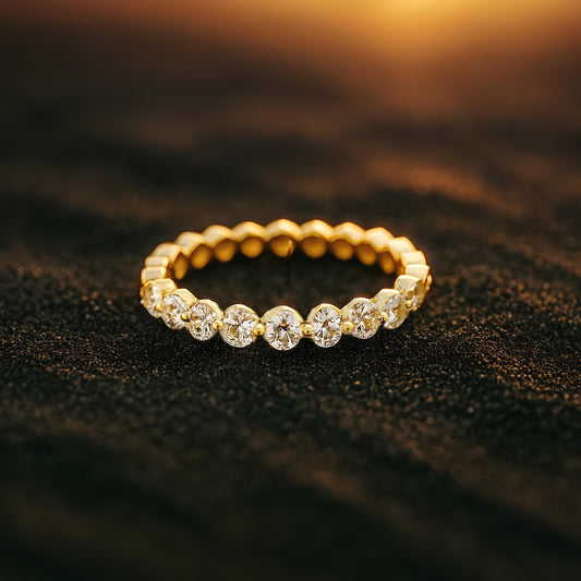 Moissanite Diamonds Band Ring round cut 