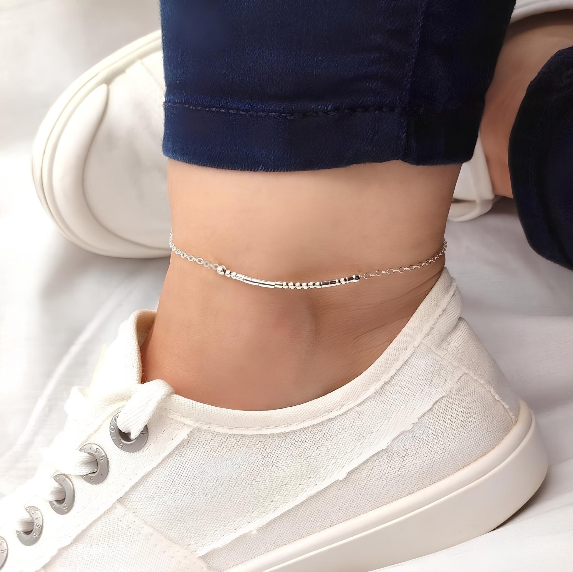 Morse code anklet