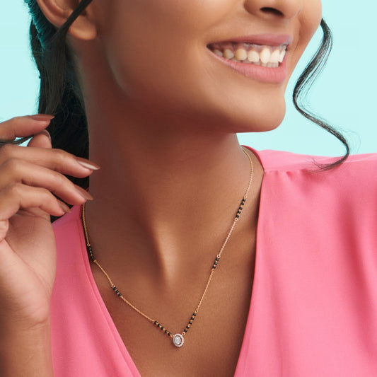 Oval cut mangalsutra for women moissanite diamond