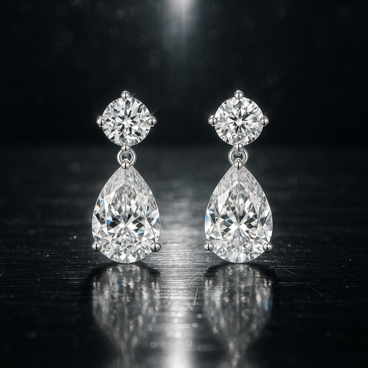 Pear-Cut Moissanite Dangle Earrings