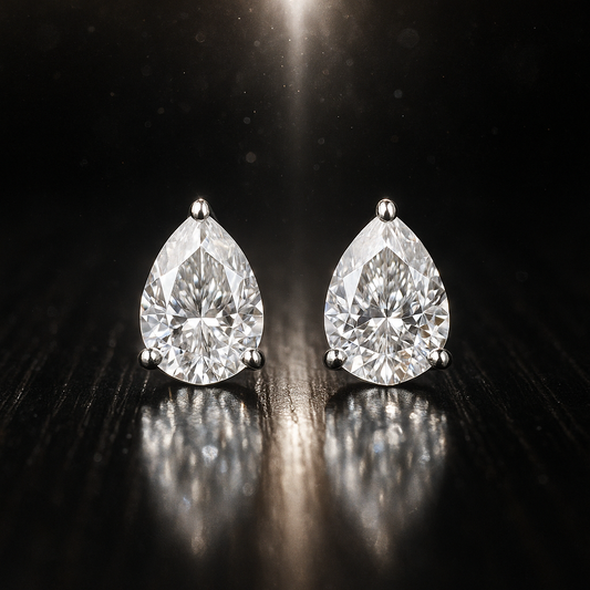 Pear-cut moissanite earrings studs 